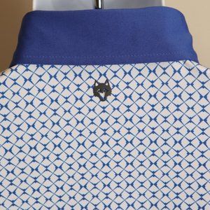 Greyson Men's white and blue detailed short sleeve golf polo shirt Medium M EUC